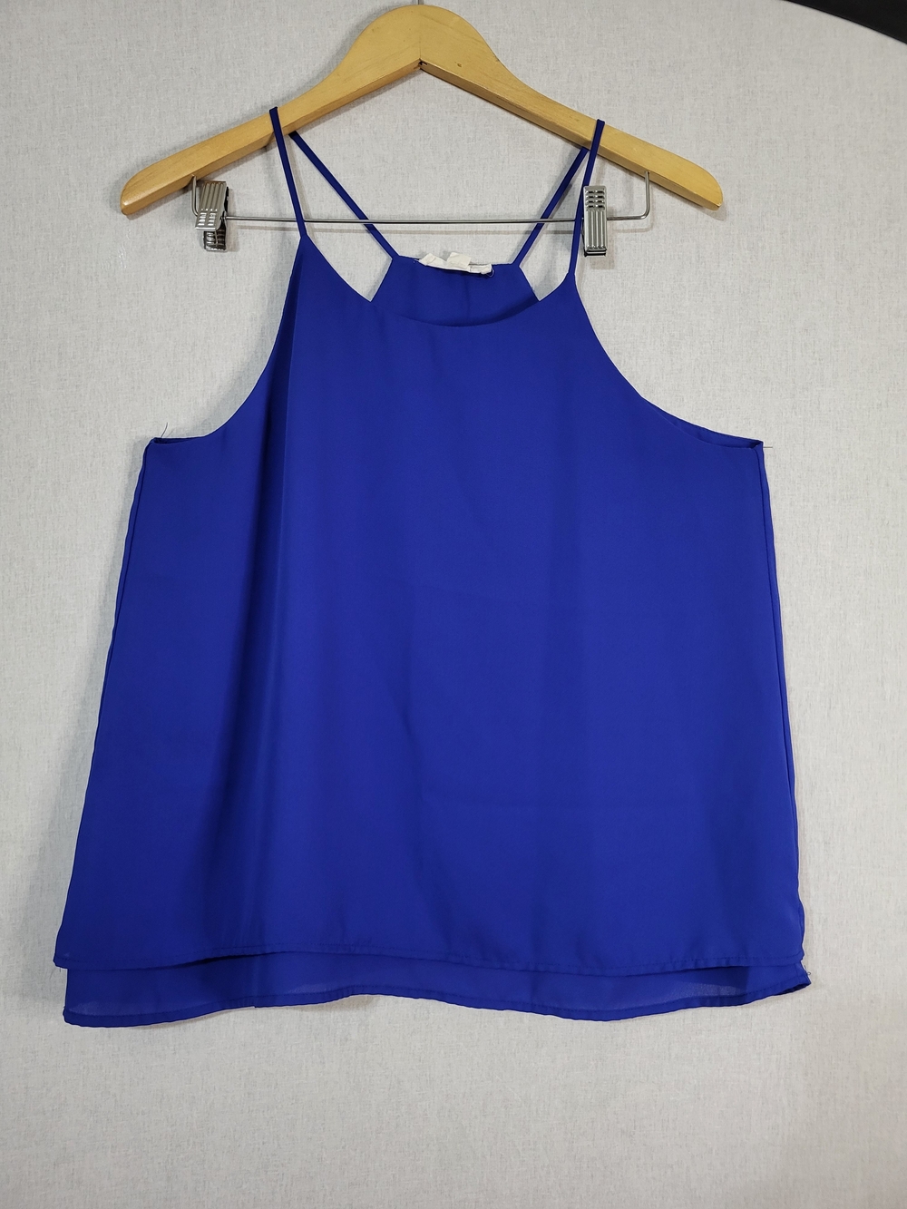Stella Luce Cobalt Blue Double-Layer Spaghetti Strap Tank
